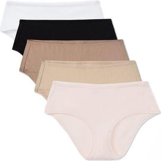 Pact Everyday Mid Rise Hipster 5-Pack Made With Organic Cotton in Core Edit at Nordstrom, Size Xx-Large