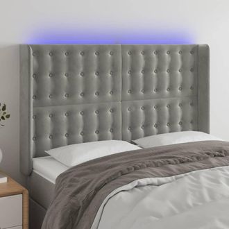 vidaXL Cabecero Con Led De Terciopelo Gris Claro 147x16x118/128 Cm Vidaxl