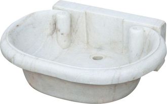 Biscottini International Biscottini - Fregadero De M&aacute;rmol Blanco De Cocina Lavabo De Encimera Fregadero De Piedra Lavabo De Interior Y Exterior Lavabo De Fuente