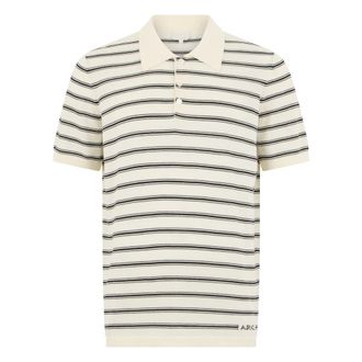 A.P.C. Polo Shirts, male, Beige, Size: XL Cotton Striped Polo