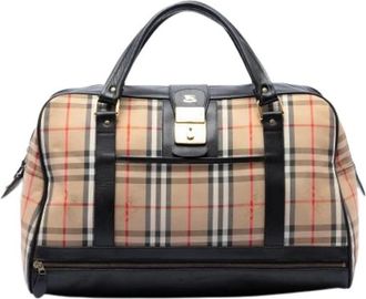 Burberry Pre-owned Canvas Travel Bag - Dames - Vintage Weekendtas - Beige - ONE Size - Leer - Vintage