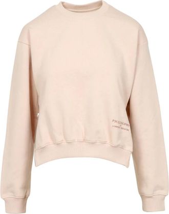 Philosophy di Lorenzo Serafini Beige Crew Neck Geborduurd Logo Sweater - Dames - Sweatshirts - Beige - M - Katoen - Hoodies & sweatvesten