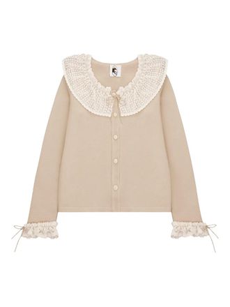 Sleeper Malena lace-collar cardigan - women - Viscose/Polyester/Cotton - L - Neutrals