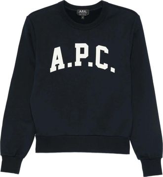 A.P.C. Fafalda Logo Print Sweatshirt - Dames - Sweatshirts - Blauw - S - Katoen - Hoodies & sweatvesten