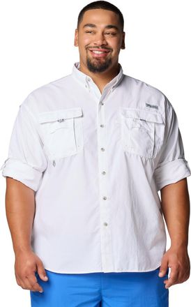 Columbia Mens PFG Bahama II Long Sleeve Fishing Shirt, White, XX-Large, White, XXL