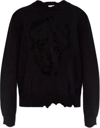 Alexander McQueen Trui met logo - Heren - Ronde hals truien - Zwart - L - Truien & Vesten