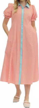 Entro Debbie Striped Midi Dress In Orange