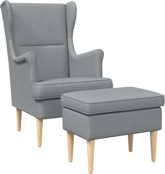 vidaXL Sill&oacute;n Con Pouf 2 Uds. Gris Claro Tela Vidaxl