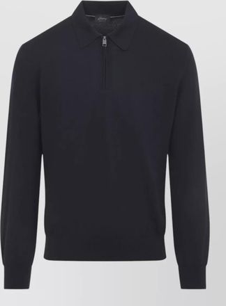 Brioni wool long-sleeve zip polo shirt