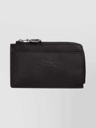 Longchamp soft leather card holder with external pocket