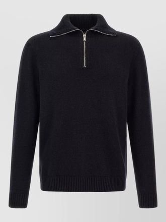 Zanone cashmere ribbed high neck half zip jumper
