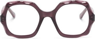 Chlo&eacute; geometric-frame glasses - women - Acetate - 51 - Brown