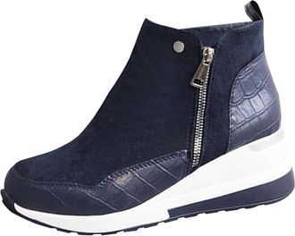 Generic Womens Furry Boots Snow Waterproof Non Slop Ankle Hiking Boot Warm Shoes Outdoor Ski Boots Thickening Wedge Snow Boots for Women Knee High (Blue, 6.5)