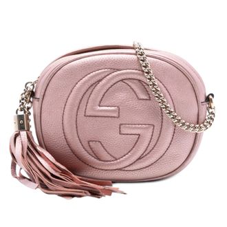 Gucci Pre-owned Womens Mini Metallic Pebbled Calfskin Soho Chain Crossbody - Rose Gold Leather - One Size