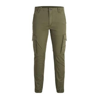 Jack & Jones Cargo Broek Met Elastische Zoom - Heren - Slim Fit Broeken - Groen - W29 L32 - Katoen - Broeken