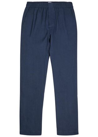 Sunspel Tapered-leg Linen Trousers - Navy - XL