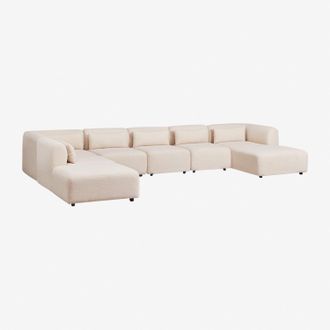 Sklum Sklum - Sof&aacute; Modular Chaise Longue Derecho De 6 Piezas Con Puff Fogler
