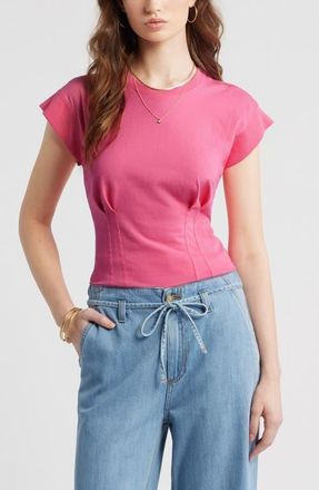 Treasure & Bond Pintuck Cotton T-Shirt in Pink Lemonade at Nordstrom, Size Xx-Large