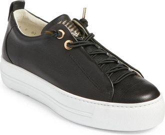Paul Green Faye Sneakers WomensBlack Leather Lace Up Platform Shoes ZOGG3195