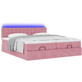 vidaXL Estructura De Cama Otomana Colchones Terciopelo Rosa 200x200cm Vidaxl