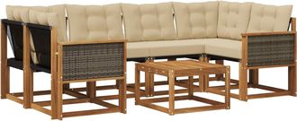 vidaXL Conjunto De Sof&aacute;s De Exterior 7 Uds. Natural Y Beige Vidaxl