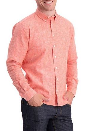 Lindbergh Solid Cotton Regular Fit Shirt in Orange at Nordstrom Rack, Size Large