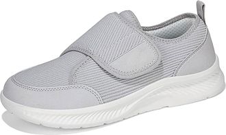 Generic Extra Wide Toe Box Trainers Womens Men Sneakers Touch Fastening Walking Shoes for Diabetic Swollen Feet Comfortable (Grey, Adult, Women, 5.5, Numeric,