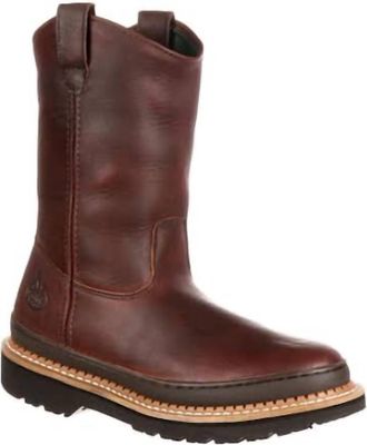 Georgia Boot Mens Wellington Giant Pull-On Work Boot In Brown
