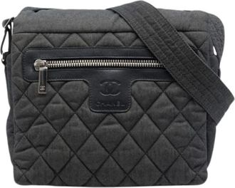 Chanel Pre-owned Quilted Denim Crossbody Bag - Dames - Vintage Schoudertas - Zwart - ONE Size - Denim - Vintage
