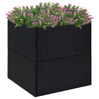 Berkfield Home Garden Planter Black 80x80x80 cm Poly Rattan | Size: 80 x 80 x 80 cm
