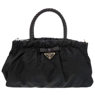 Prada Pre-owned Handbags, female, Black, Size: ONE SIZE Pre-owned Vintage Nylon Handbag