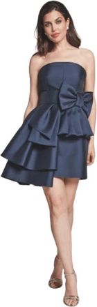 Moskada Kleedjes, Dames, Blauw, M, Strapless Jurk Limited Edition Ruches