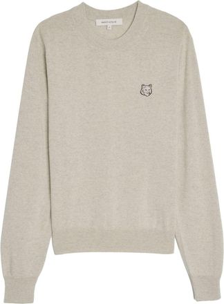 Maison Kitsuné logo-embroidered merino jumper - women - Merino - M - Neutrals