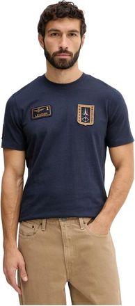 Aeronautica Frecce Tricolori T-shirt met patch-detail - Heren - T-shirts - Blauw - S - Katoen - Tops