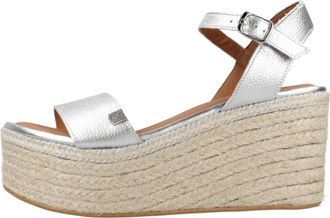 POPA Tofari High Wedge - Dames - Sleehakken - Grijs - 41 EU - Katoen - Schoenen