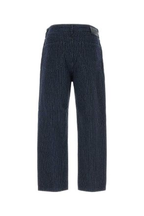 Fendi Mens Embroidered Stretch Denim Jeans Indigo Greggio