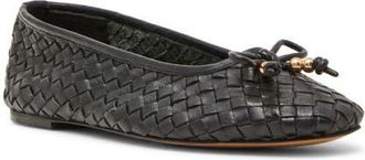 Steve Madden Divy Woven Ballet Flat in Black Leather at Nordstrom, Size 6.5