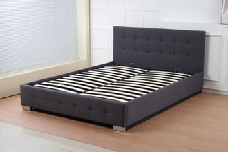 Outdoor Living Oslo Charcoal Linen Tufted Ottoman Bed Frame | Size: Double