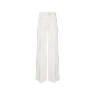 Elisabetta Franchi Wide Trousers, female, White, Size: L Pantaloni a Palazzo