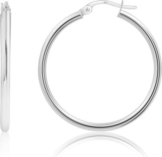 MAX + STONE Solid 10k or 14k Gold 2mm Thick Tube Hoop Earrings 12MM to 50MM