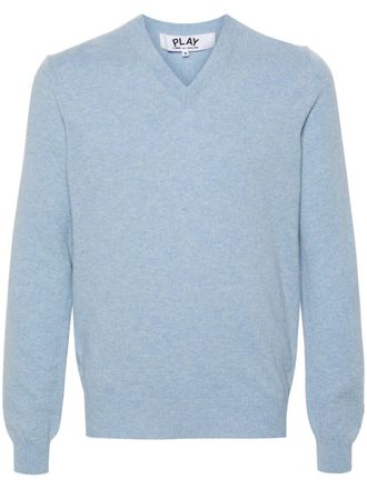 Comme Des Garçons logo-appliqué wool jumper - Blue