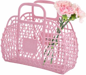 Generic Jelly Bags For Women, Large Capacity Jelly Tote, Solid Bright Color Gift Basket, Jellys Beach Bags Basket Purse, Exquisite Beach Tote Bag Aesthetic, G