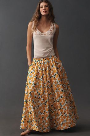 Maeve The Jacie Poplin Printed Maxi Skirt by Maeve