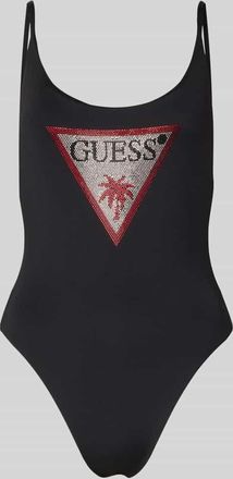 Guess Slim Fit Badeanzug mit Strasssteinbesatz in Black, Gr&ouml;&szlig;e XL