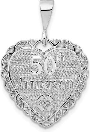 Diamond2Deal 14k White Gold Reversible 50th ANNIVERSARY Charm