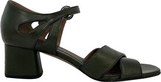 Marni Block Heels in Olive Green Leather