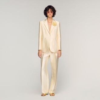 Sandro Satin jacket with flower detail