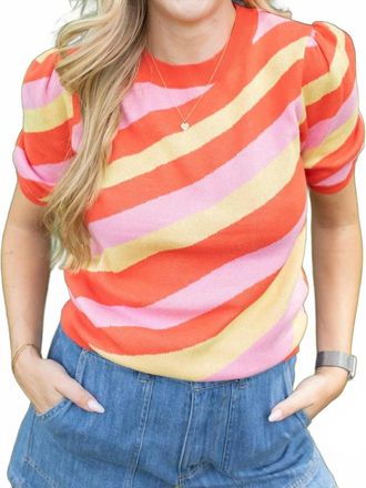 Fate Citrus Stripe Short Sleeve Sweater In Multicolor