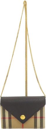 Burberry Black Brown Nylon Leather Chain/Shoulder Wallet (Pre-Owned)