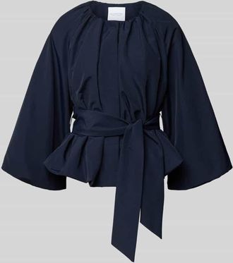 Rich & Royal Taillierter Bluse mit Bindeg&uuml;rtel in Marine, Gr&ouml;&szlig;e 36